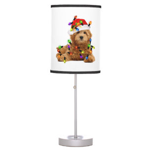 Goldendoodle Santa Dog Table Lamp