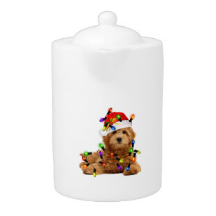 Goldendoodle Santa Dog Teapot