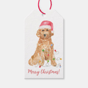 Goldendoodle Santa Gift Tag, Custom Christmas Dog Gift Tags