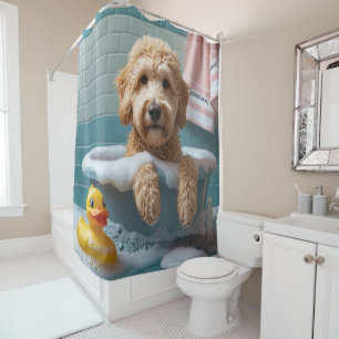 Goldendoodle Sloppy Sleepy Cute Funny Shower Curtain