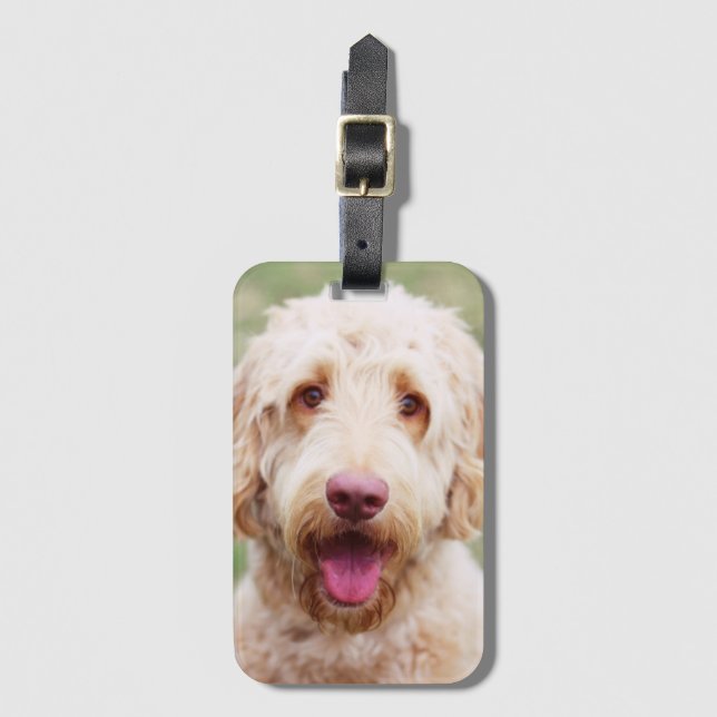 Goldendoodle Smiling Luggage Tag (Front Vertical)
