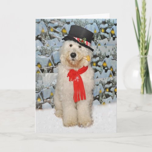 Goldendoodle Snowman Christmas card