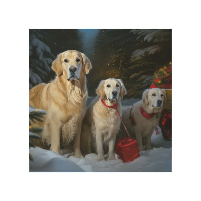 Goldendoodle Snowy Sleigh Christmas Decor (Front)
