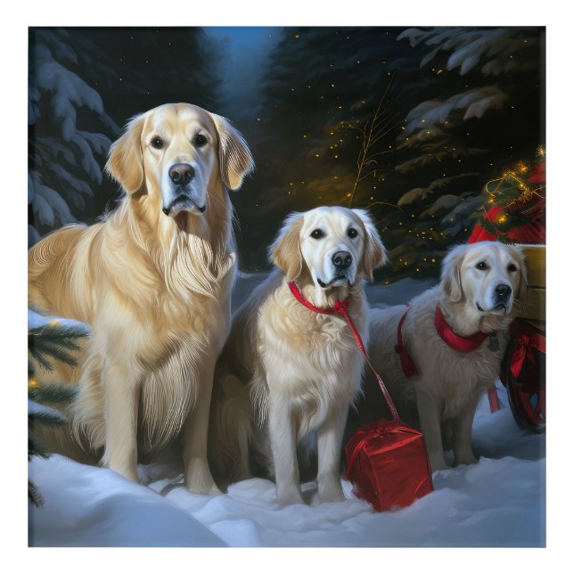 Goldendoodle Snowy Sleigh Christmas Decor (Front)