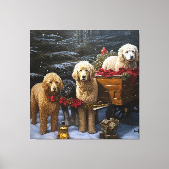 Goldendoodle Snowy Sleigh Christmas Decor (Front)