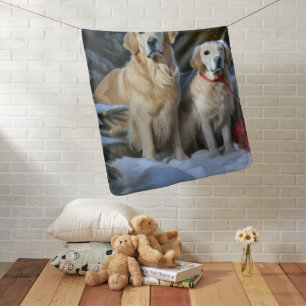 Goldendoodle Snowy Sleigh Christmas Decor Baby Blanket