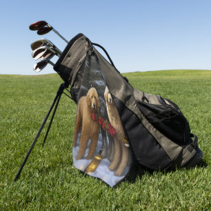 Goldendoodle Snowy Sleigh Christmas Decor Golf Towel