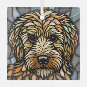 Goldendoodle "Stained Glass"  Glass Ornament