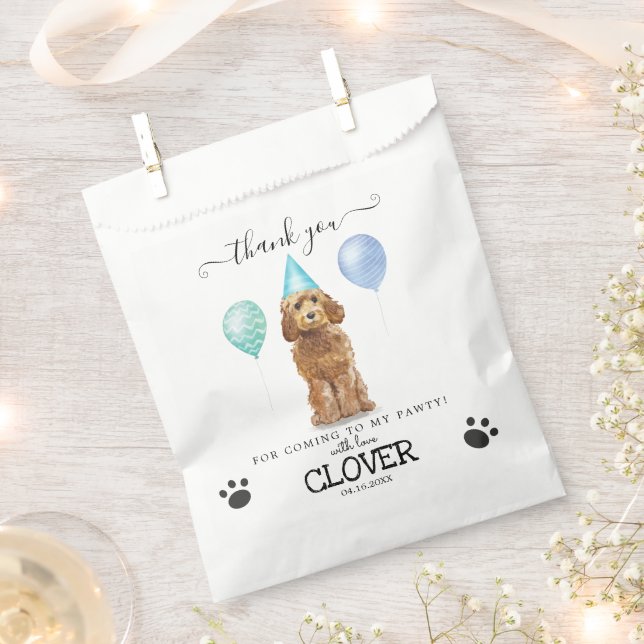 Goldendoodle Thank You Dog Treat Party Favor Bags (Clipped)