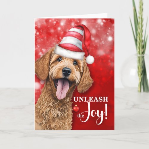 Goldendoodle Unleash the Joy Christmas Holiday Card