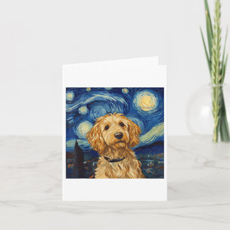 Goldendoodle Van Gogh Starry Night  Card
