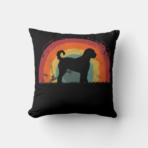Goldendoodle Vintage Rainbow Dog Men Women  Throw Pillow