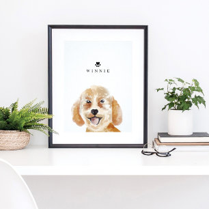 Goldendoodle Watercolor Illustration Dog's Name Poster
