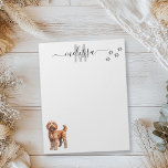 Goldendoodle Watercolor Monogram Personalized  Notepad<br><div class="desc">This design may be personalized in the area provided by changing the photo and/or text. Or it can be customized by clicking Personalize this Template and then choosing the click to customize further option and delete or change the color of the background, add text, change the text color or style,...</div>