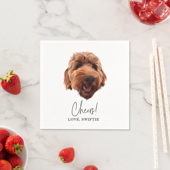 Goldendoodle Wedding Party Custom Cocktail Napkins (Insitu)