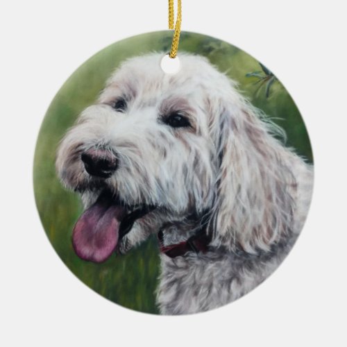 Goldendoodle white puppy ceramic ornament