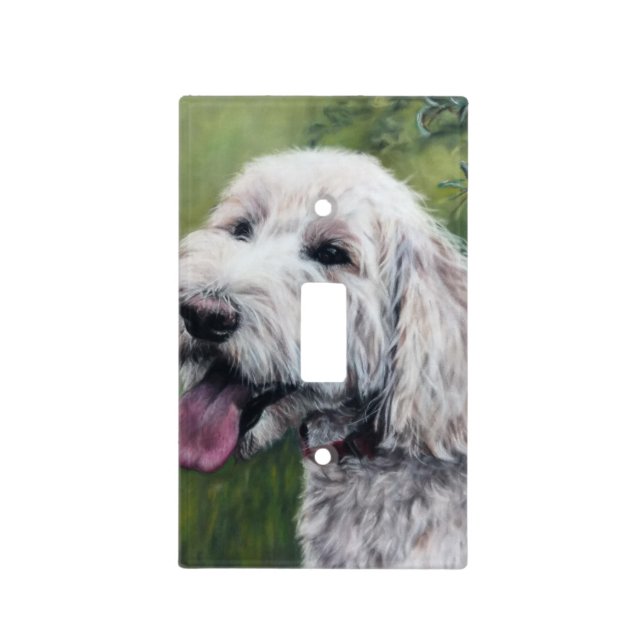 Goldendoodle white puppy light switch cover (Front)