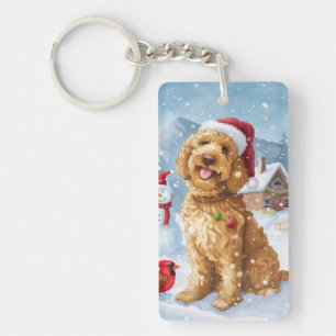 Goldendoodle Winter Wonderland Christmas Joy Keychain
