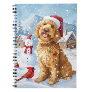 Goldendoodle Winter Wonderland Christmas Joy Notebook