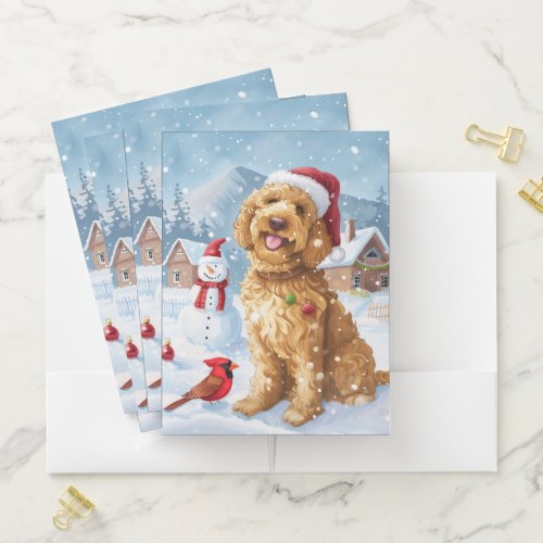 Goldendoodle Winter Wonderland Christmas Joy Pocket Folder