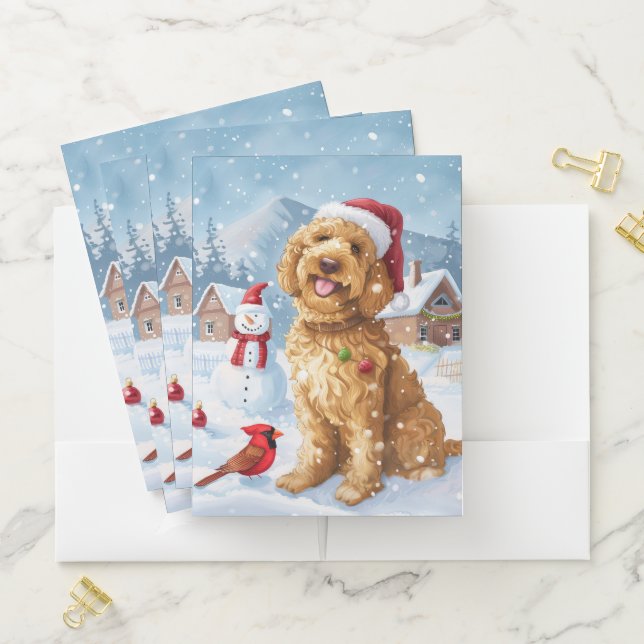 Goldendoodle Winter Wonderland Christmas Joy Pocket Folder (In Situ)