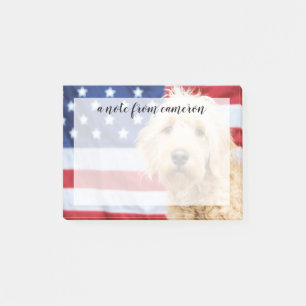 Goldendoodle With American Flag Post-it Notes