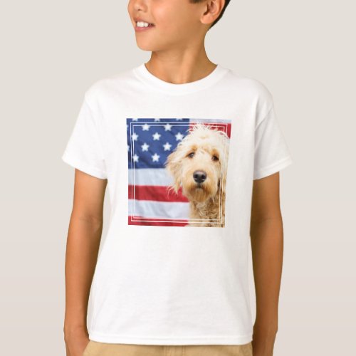 Goldendoodle With American Flag T_Shirt