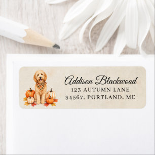 Goldendoodle with Autumn Pumpkins Label