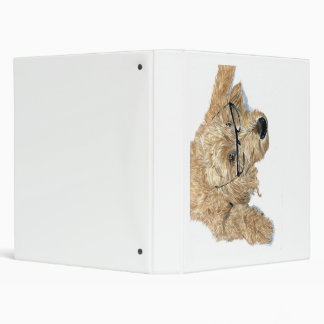 Goldendoodle with Glasses 3 Ring Binder