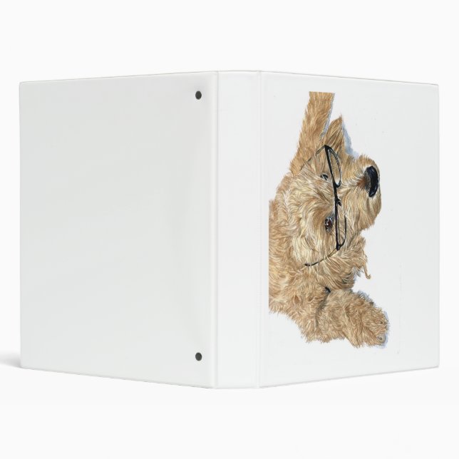 Goldendoodle with Glasses 3 Ring Binder (Background)