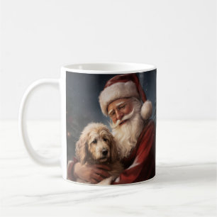Goldendoodle With Santa Claus Festive Christmas Coffee Mug