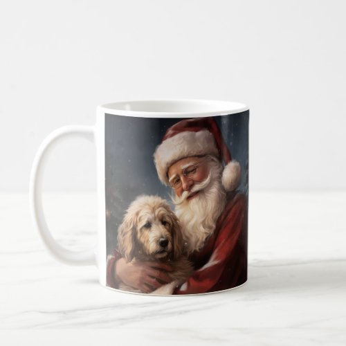 Goldendoodle With Santa Claus Festive Christmas Coffee Mug