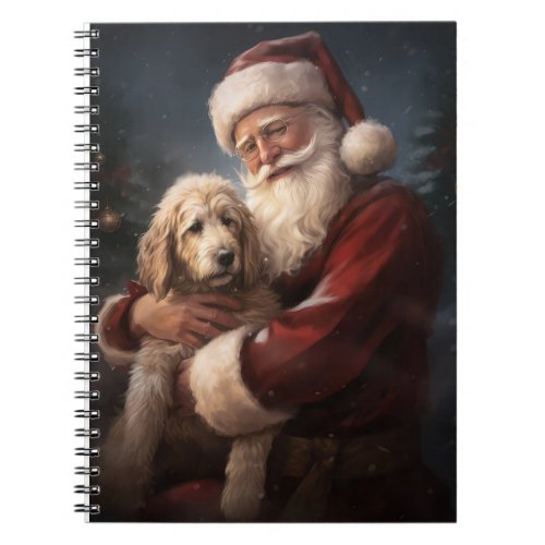 Goldendoodle With Santa Claus Festive Christmas Notebook