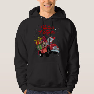 Goldendoodle With Santa Claus In Red Truck Dog Hoodie