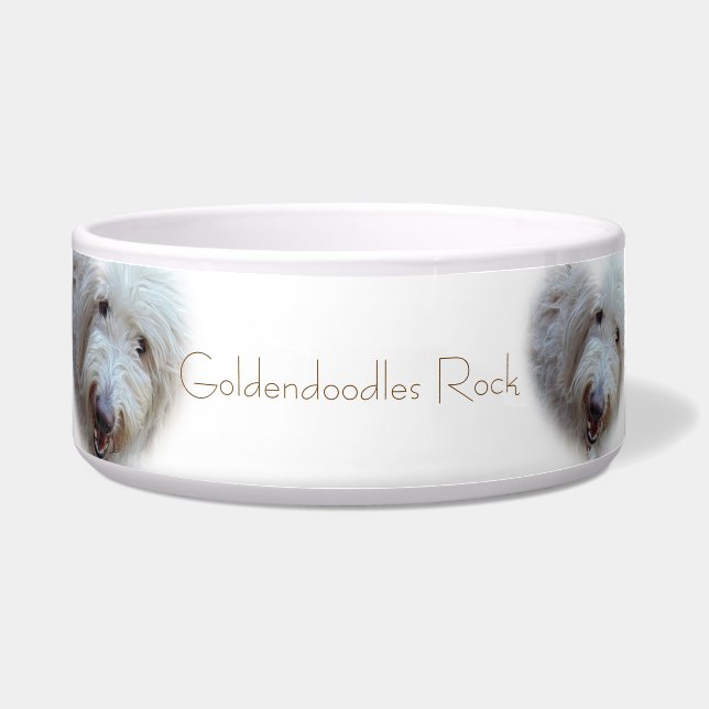 Goldendoodles Rock adorable dog food bowl (Front)