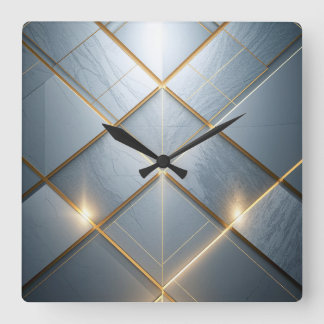 Goldene Geometrie Marmor Luxus Muster Square Wall Clock