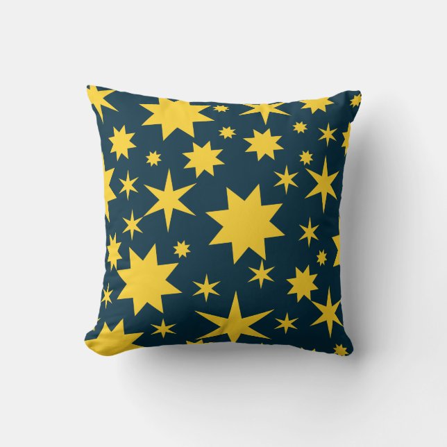 Goldene Sterne in dunkler Nacht Throw Pillow (Front)