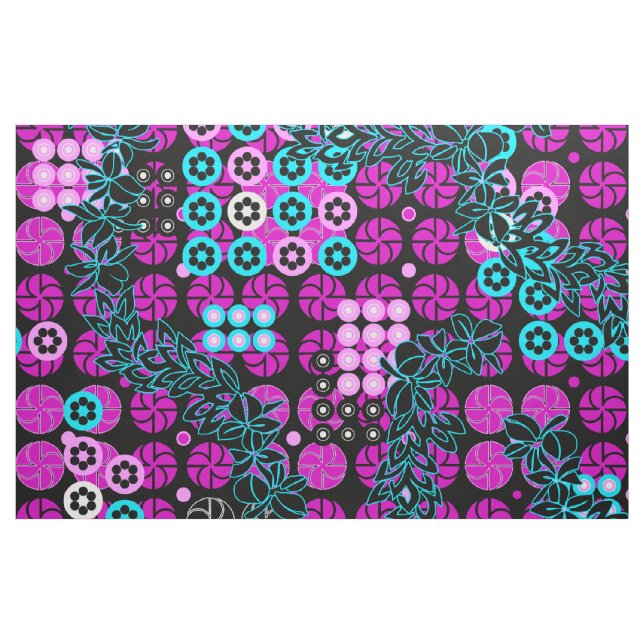 Goldengate Park Retro Psychedelic Floral Fabric (Fat Quarter)