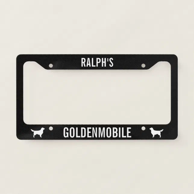 Goldenmobile Golden Retriever Lover's Custom License Plate Frame Zazzle