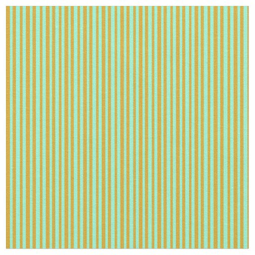 Goldenrod and Aquamarine Colored Striped Pattern Fabric