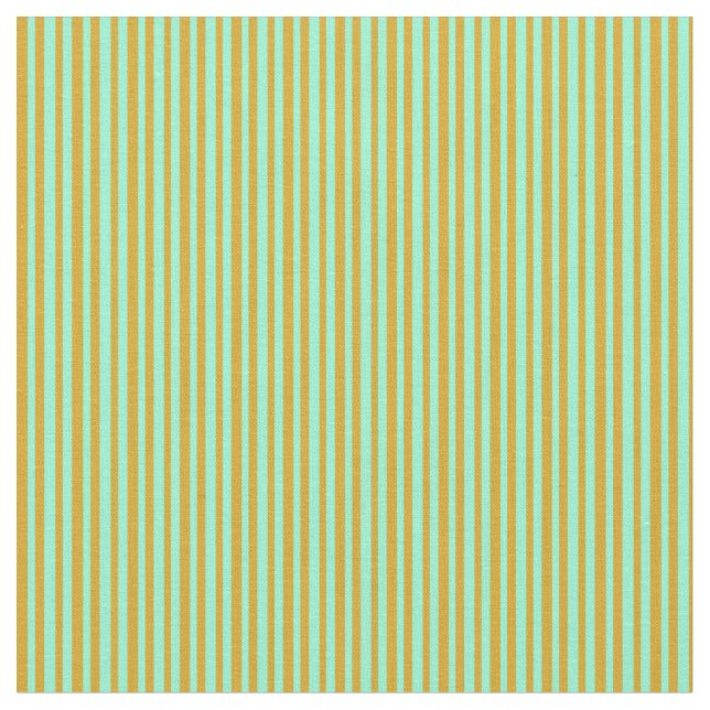 Goldenrod and Aquamarine Colored Striped Pattern Fabric (Close Up)