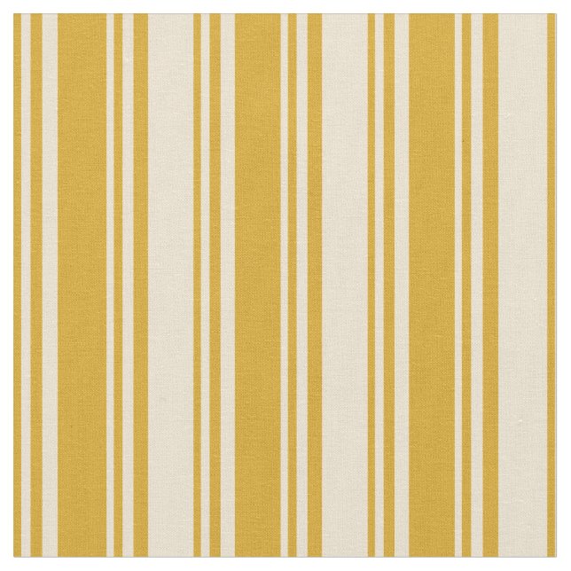 Goldenrod and Beige Lines Pattern Fabric (Close Up)
