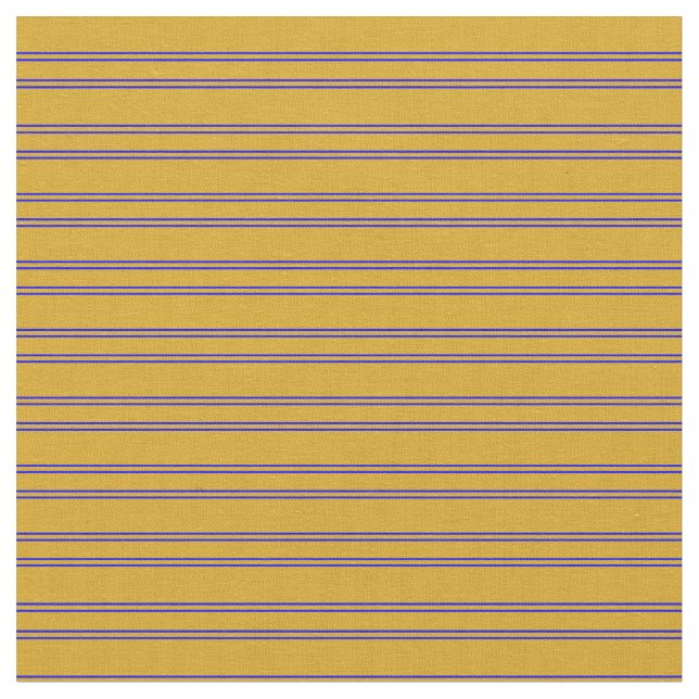 Goldenrod and Blue Stripes Pattern Fabric (Close Up)