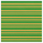 [ Thumbnail: Goldenrod and Green Lines Fabric ]