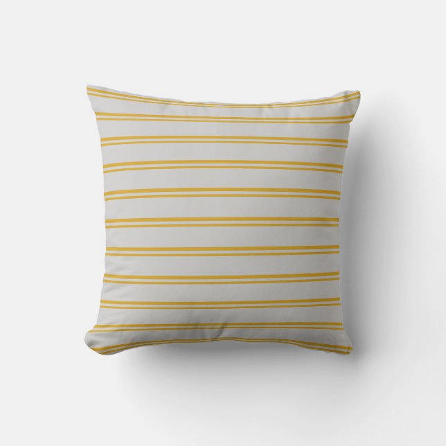 Goldenrod and Light Gray Lined Pattern Pillow (Front)