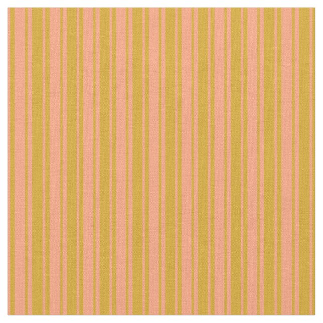 Goldenrod and Light Salmon Lined/Striped Pattern Fabric (Close Up)