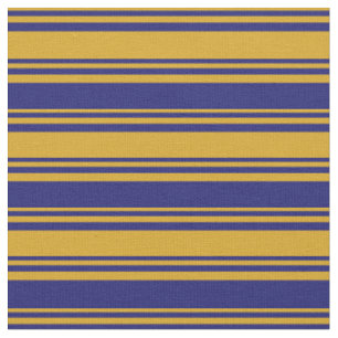 Goldenrod and Midnight Blue Striped/Lined Pattern Fabric