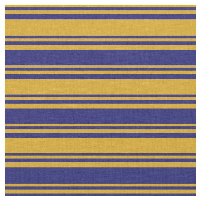 Goldenrod and Midnight Blue Striped/Lined Pattern Fabric (Close Up)