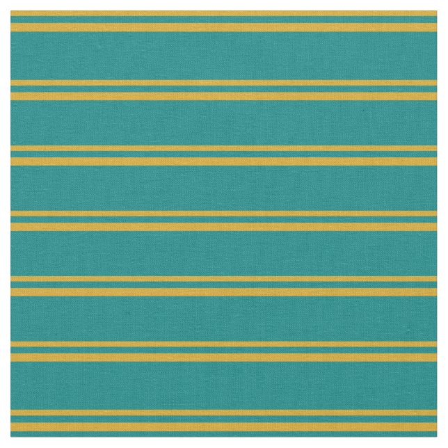 Goldenrod and Teal Stripes Pattern Fabric (Close Up)