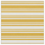 [ Thumbnail: Goldenrod and White Stripes Pattern Fabric ]
